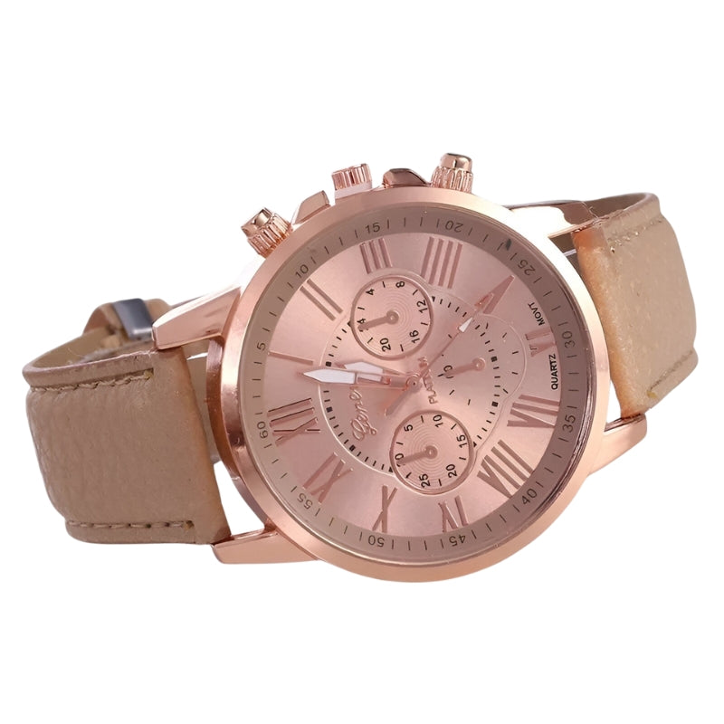 Noor - Horloge met Rond Wijzerplaat en Verstelbare Band Velani