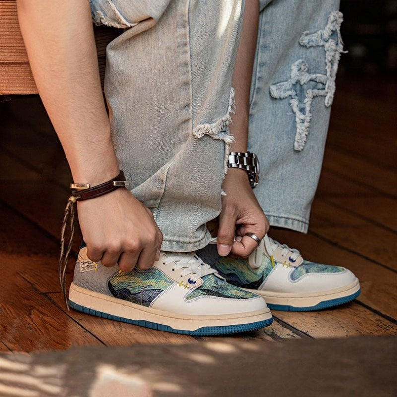 Ethan – Round Toe Sneakers With Adjustable Laces And Printed Design