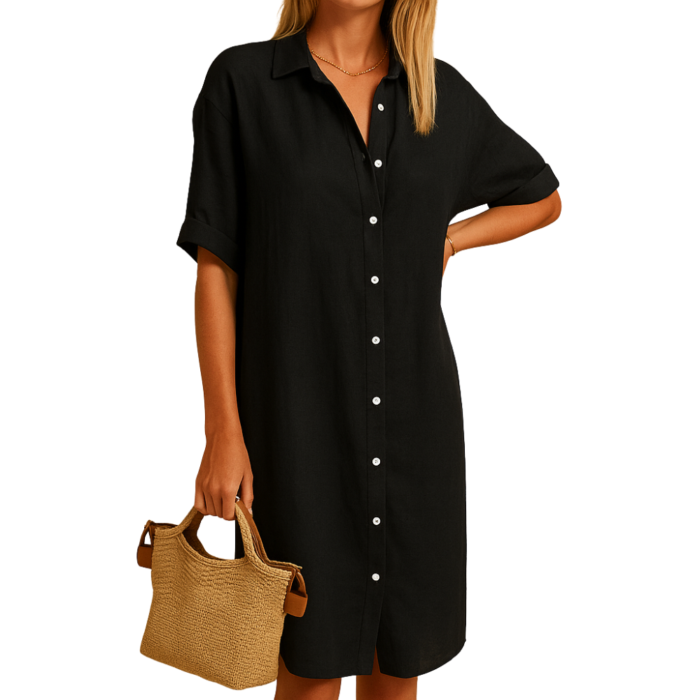 Emma – Jurk met omgeslagen kraag en knoopsluiting Velani