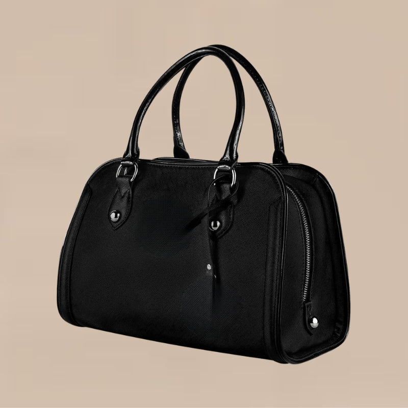 Women Structured Handbag Double Zipper