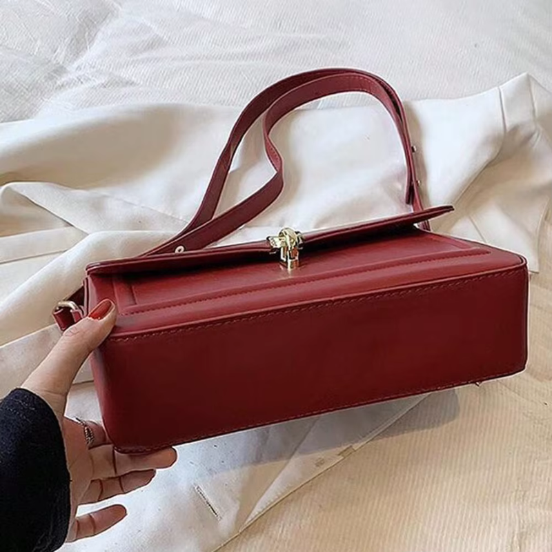 Emma – Women's Shoulder Bag with Long Strap & Hasp Closure
