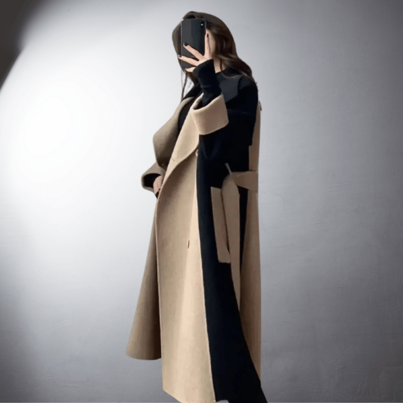 Women's Straight Fit Long Sleeve Coat with Lapel Collar