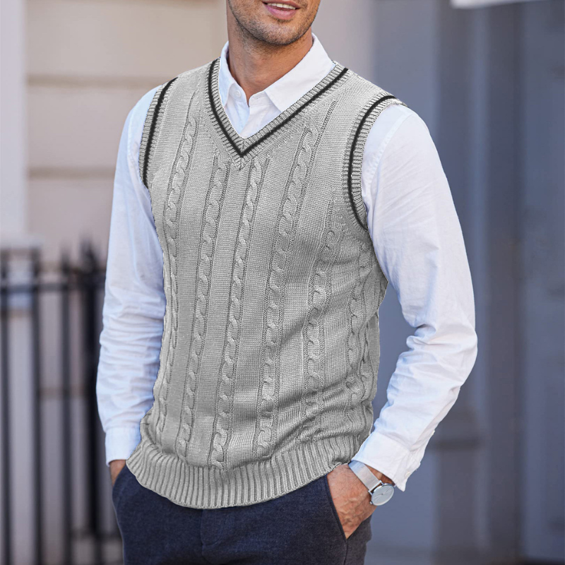 Men's Ribbed Vest with V-Neck And Sleeveless Design