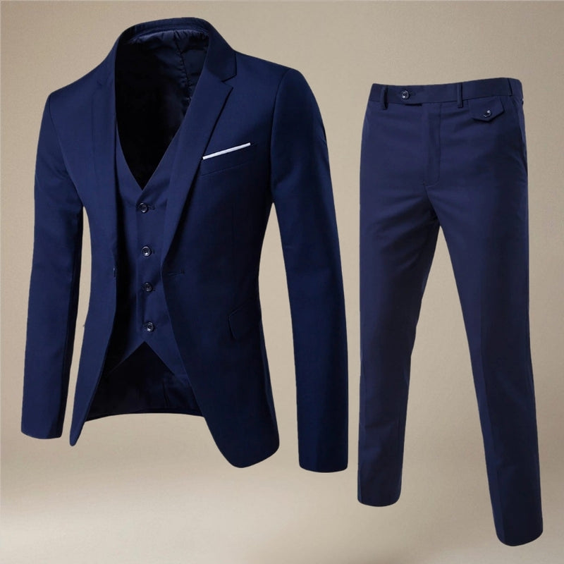 Louis – 3-Piece Long-Sleeve Suit with Blazer Vest and Slim Fit Trousers