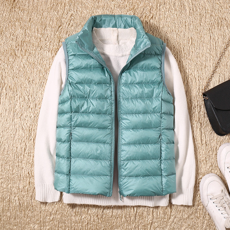 Women Sleeveless Vest With Zip Front