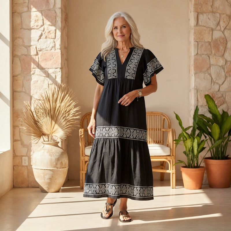 Women’s Midi Dress V Neck Loose Fit