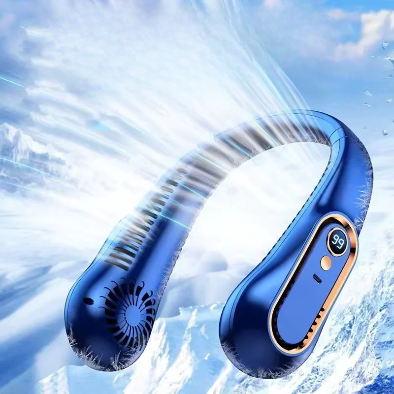Wearable Neck Fan with Digital Display