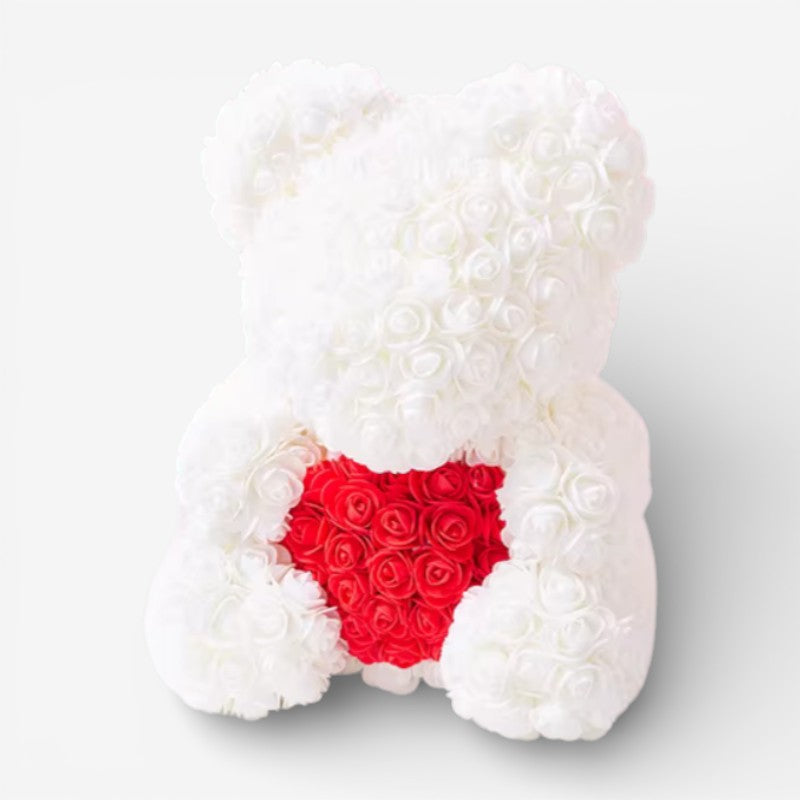Rose Teddy Bear with Heart Decoration on Front