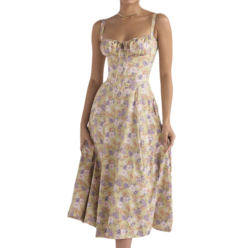 Addison – Mouwloze Jurk met Hoge Taille en Bloemenprint Velani