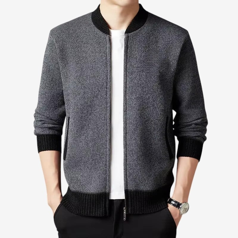 Liam – Long Sleeve Jacket With Ribbed Hem And Zipper Closure