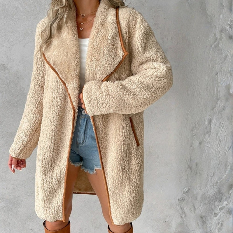 Isabella – Long Sleeve Coat with Collar Down Design