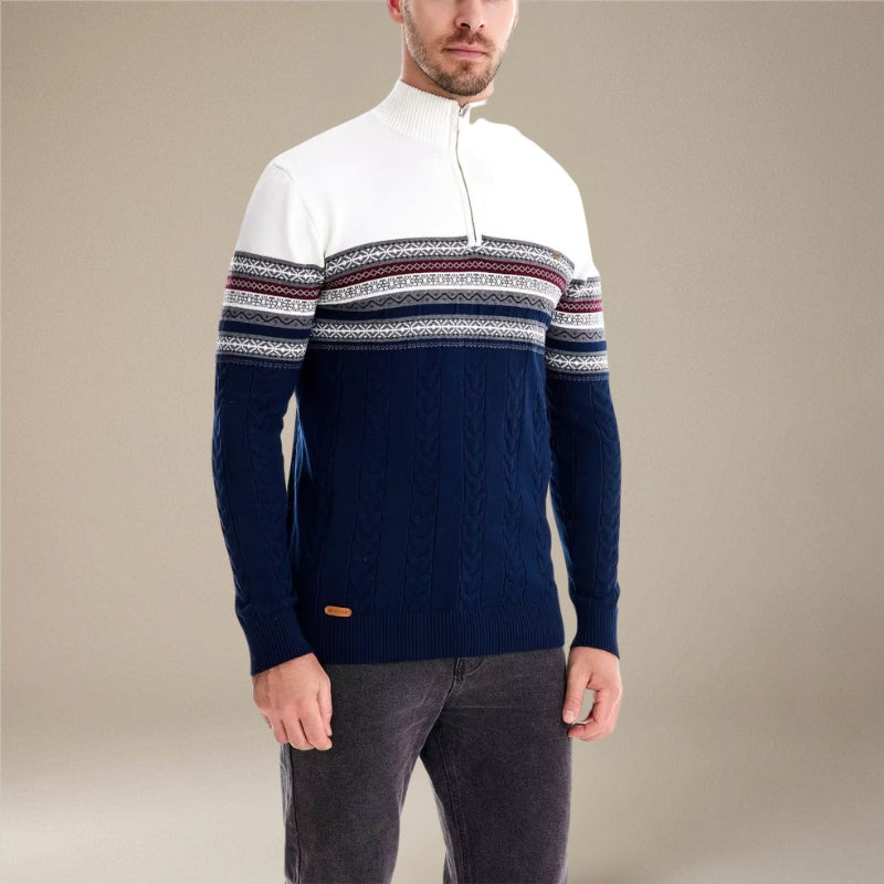 Adam – Lange mouwen trui met print en opstaande kraag Velani