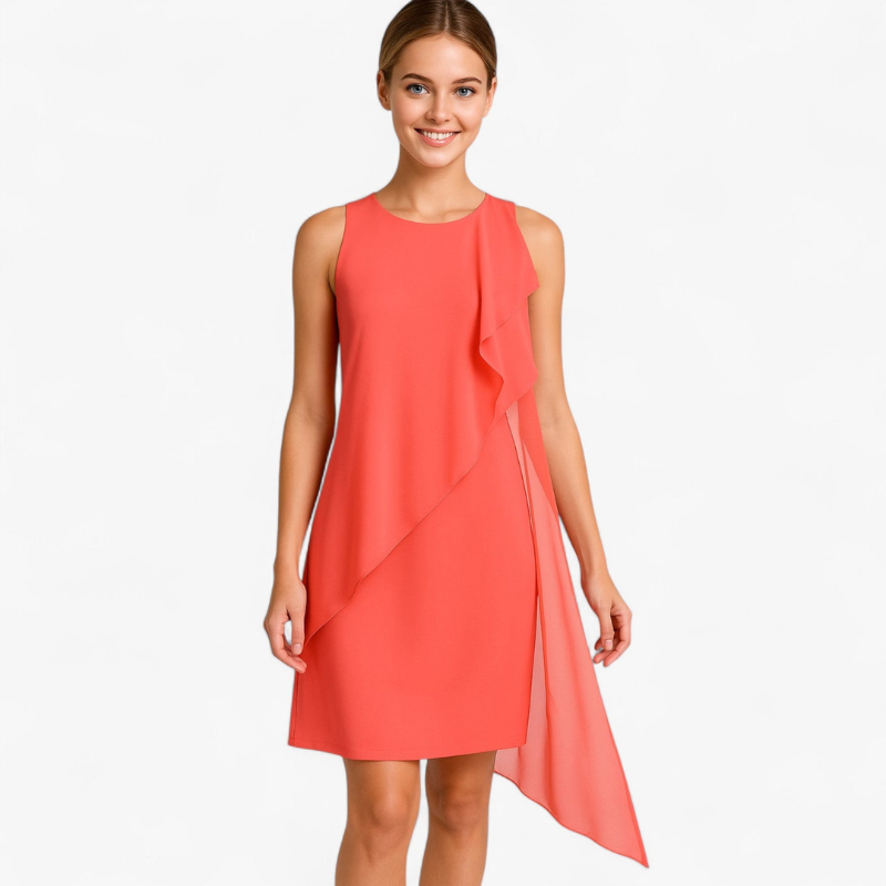 Sophia – Mouwloze Midi Jurk met Ronde Hals en Losse Pasvorm Velani