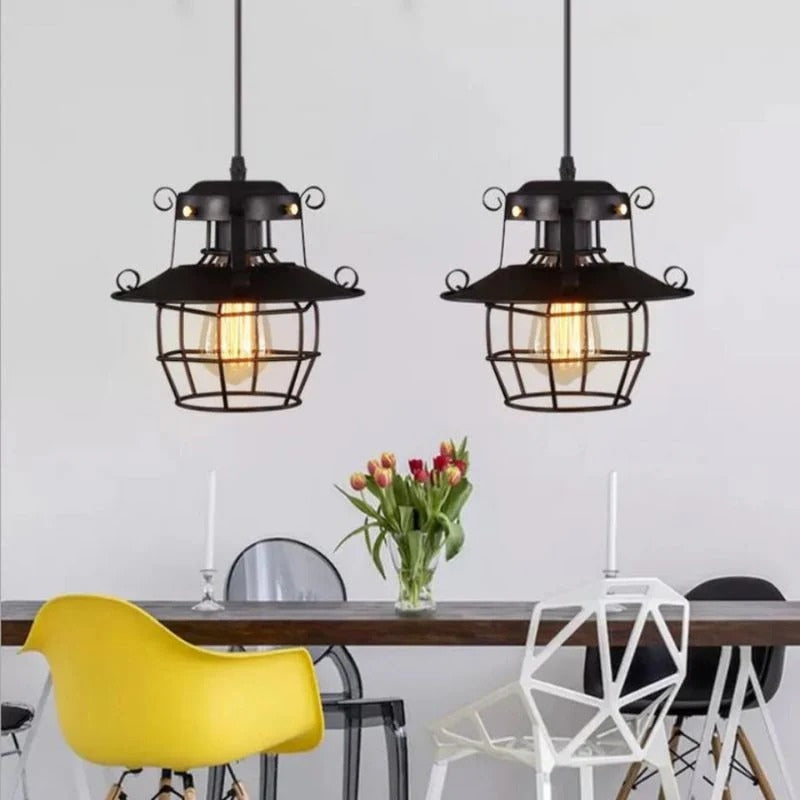 LumaGrid – LED Pendant Lamp with Cage Shade Design