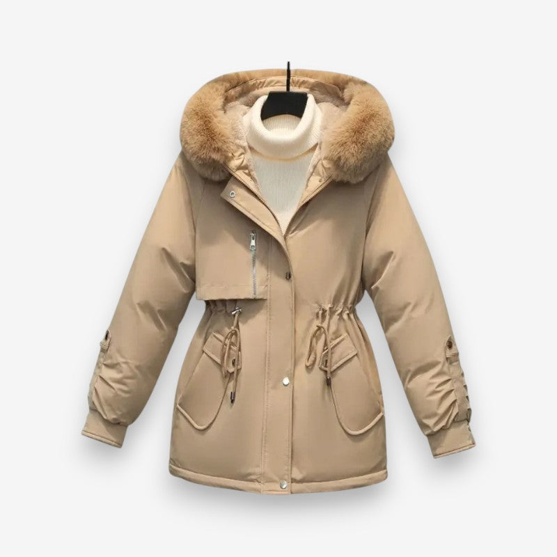 Femke – Gewatteerde Jas met Lange Mouwen en Bontkraag Velani