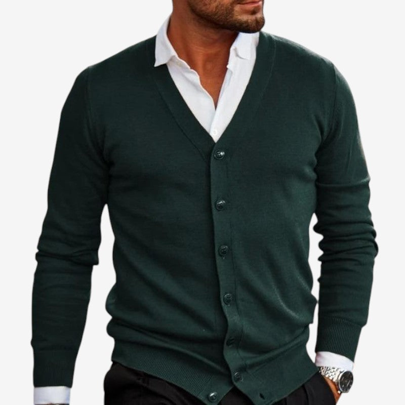 Men V-Neck Button Front Cardigan