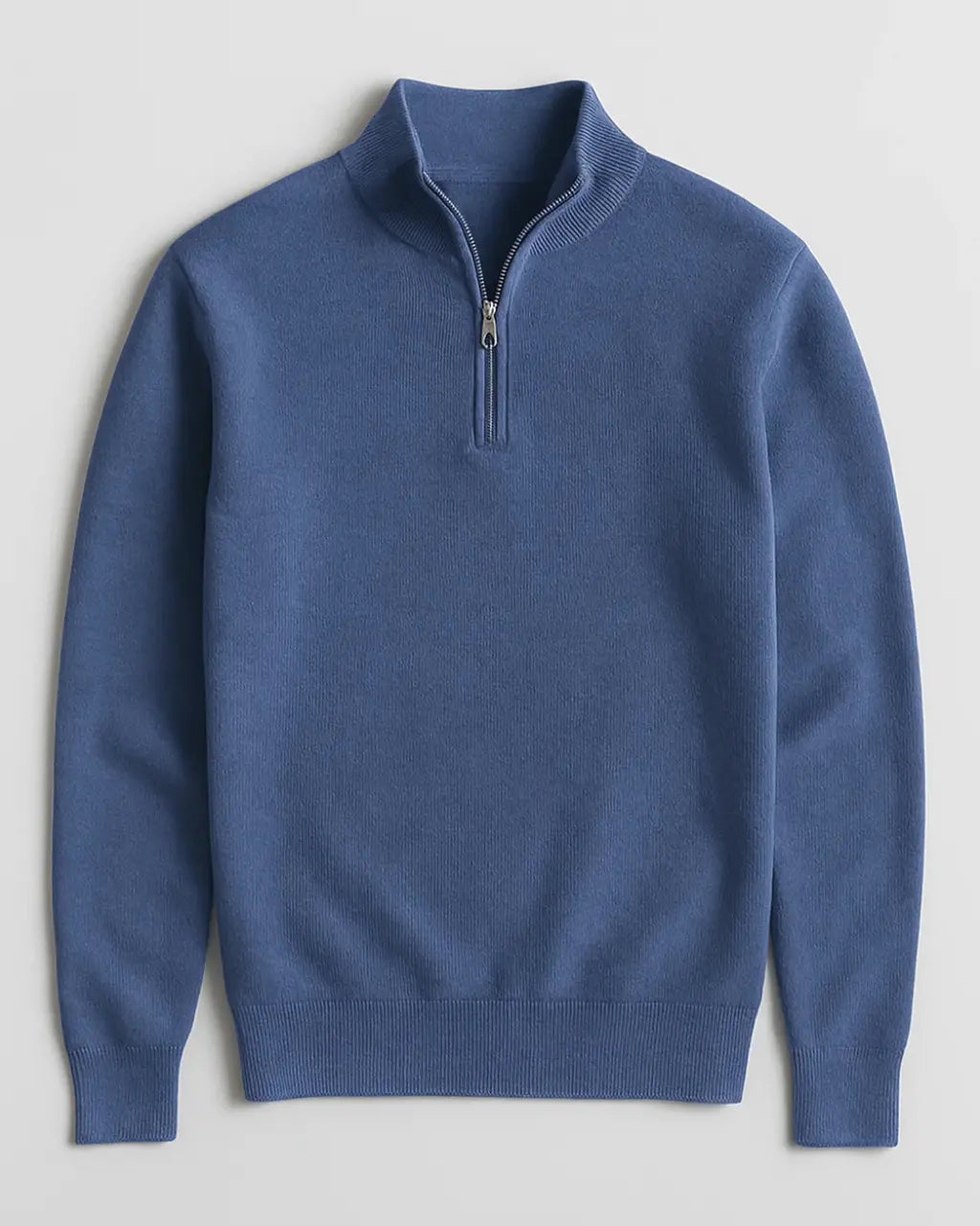 Fijngebreide Trui Met Halve Rits – Nieuwe Klassieke Editie-Sweaters-Velani-Blauw-M-Velani
