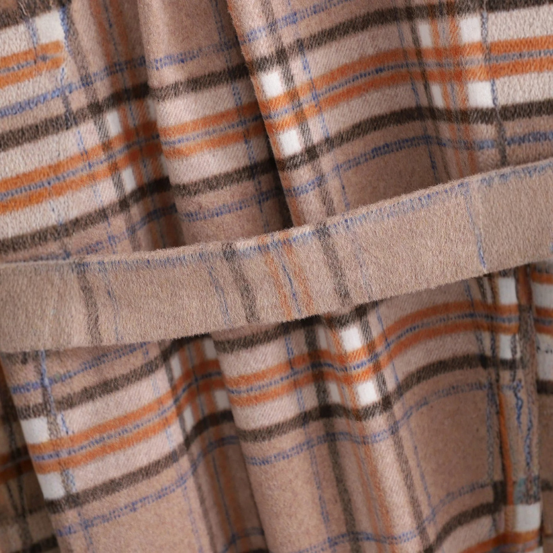 Chic Women's Plaid Overcoat with Belt