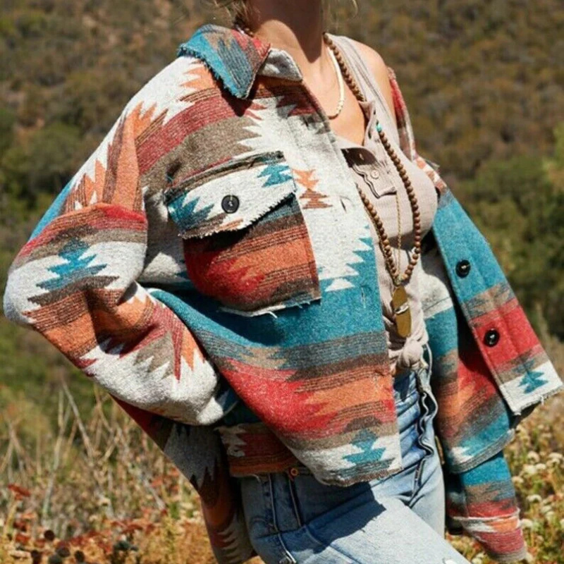 Willa – Long-sleeved printed jacket with buttons and pockets