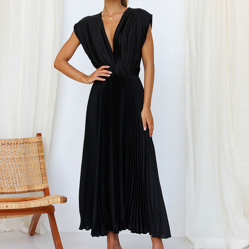 Women Sleeveless V-Neck Dress