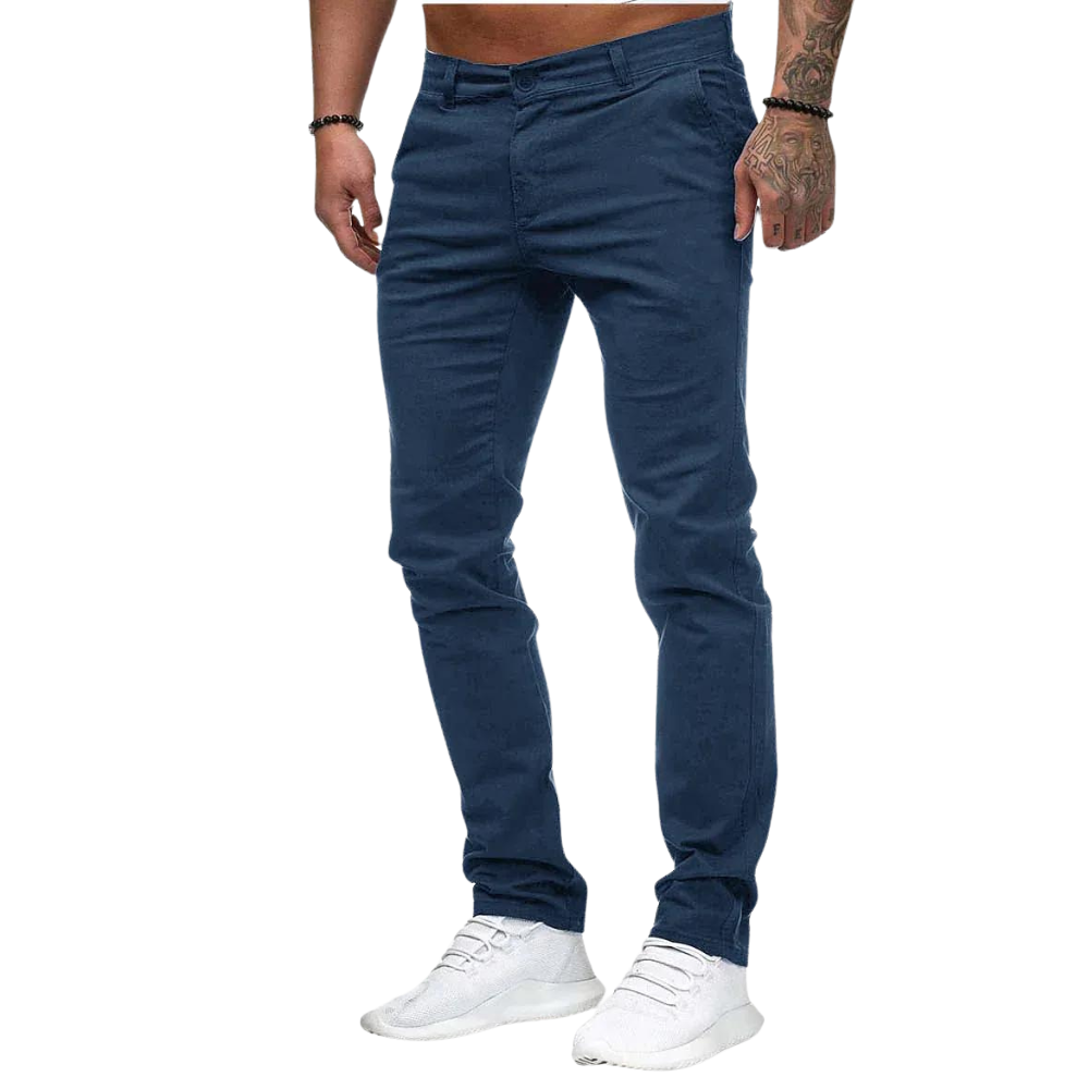 Levius – Broek met Rechte Pijpen, Knoopsluiting en Zakken Velani