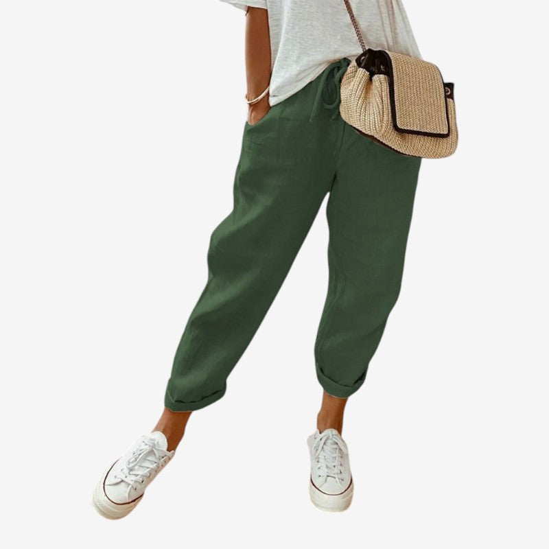 Women’s Striped Trousers with Drawstring