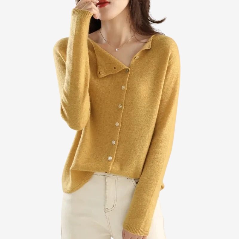Ires – Long Sleeve Sweater with Button Closure