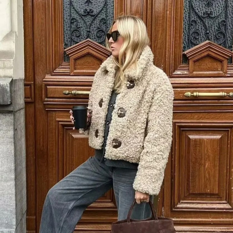 Victoria – Long Sleeve Coat with Lapel Collar