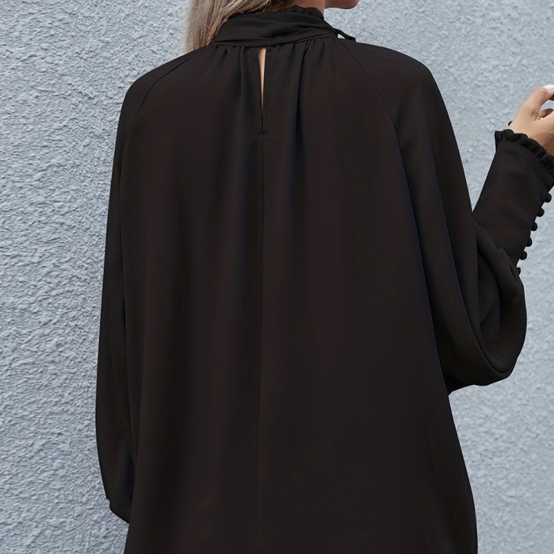 Nora – Blouse met strik ruches en lange mouwen Velani