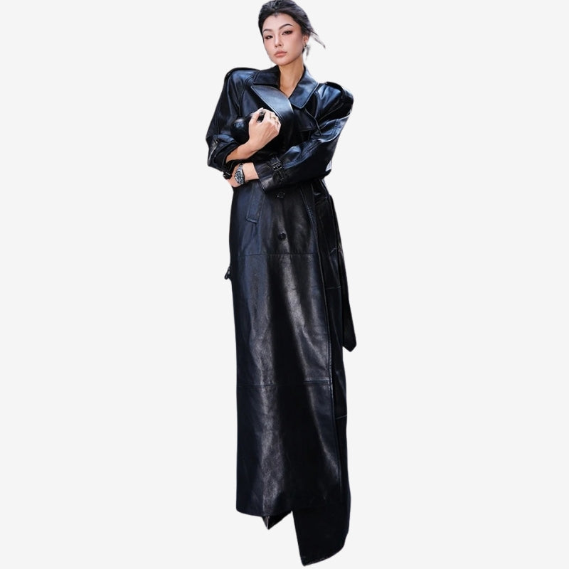 Olivia – Long Sleeve Coat With Down Collar And Adjustable Belt