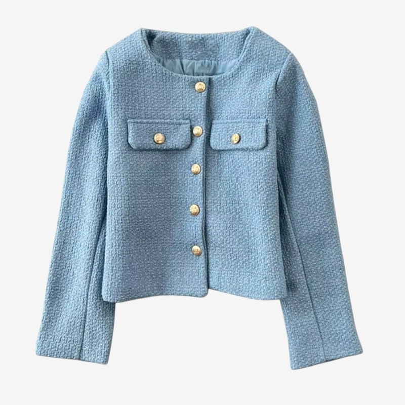 Grace – Jas met Lange Mouwen Knopen Ronde Hals en Zakken Velani