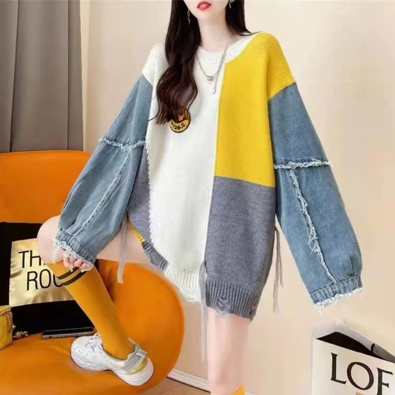 Clara – Long Sleeve Sweater With Ribbed Hem Design