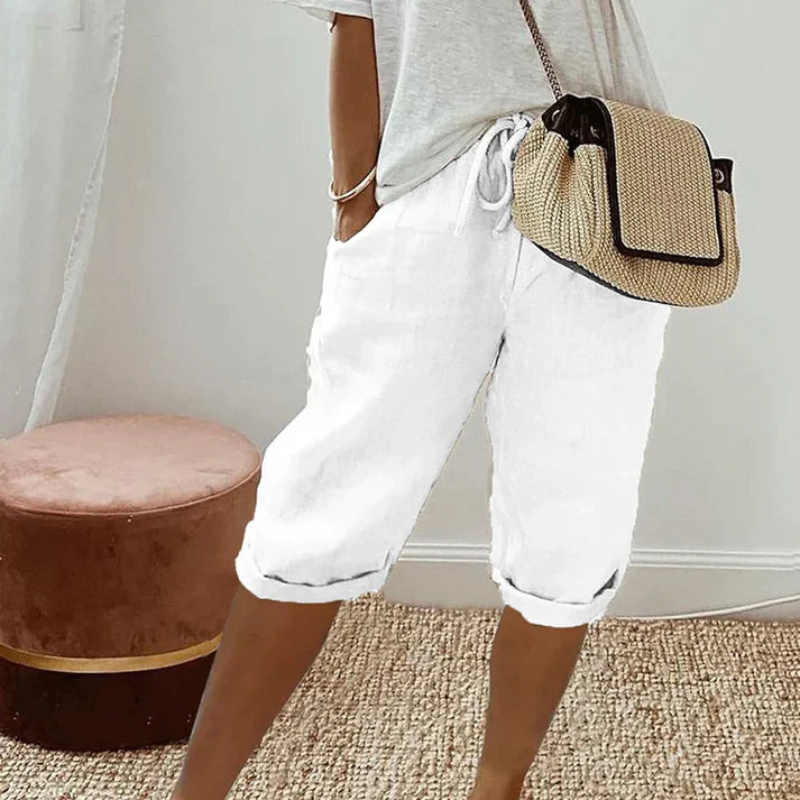 Womens Capri Pants with Adjustable Drawstring Waist