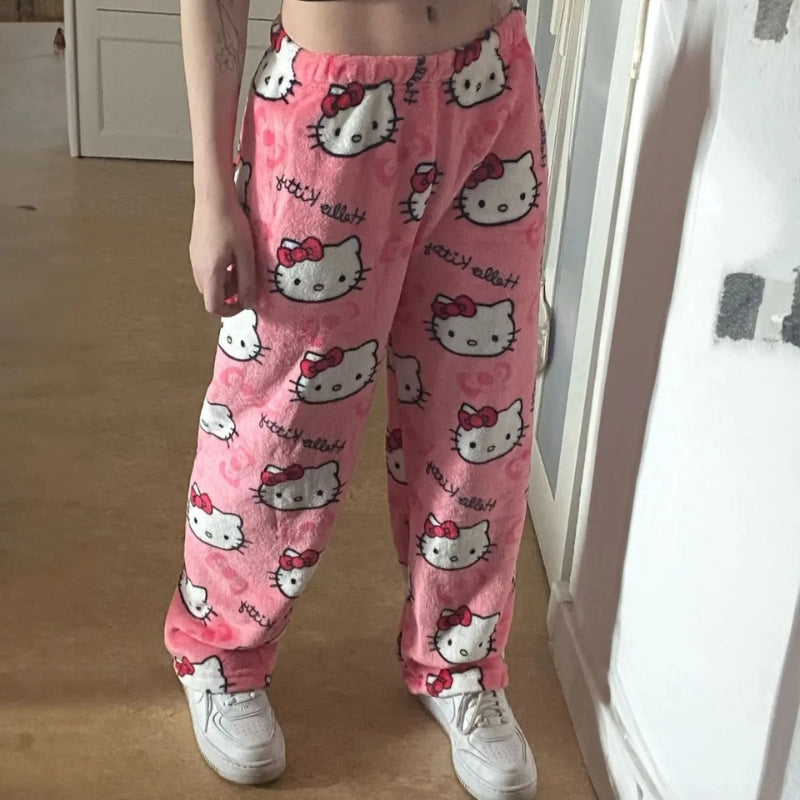 Luna – Wide-Leg Pants with Cat Print