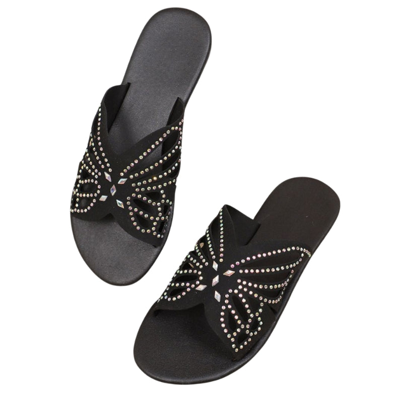 Marzia – Slippers met platte zool en vlinderdesign Velani