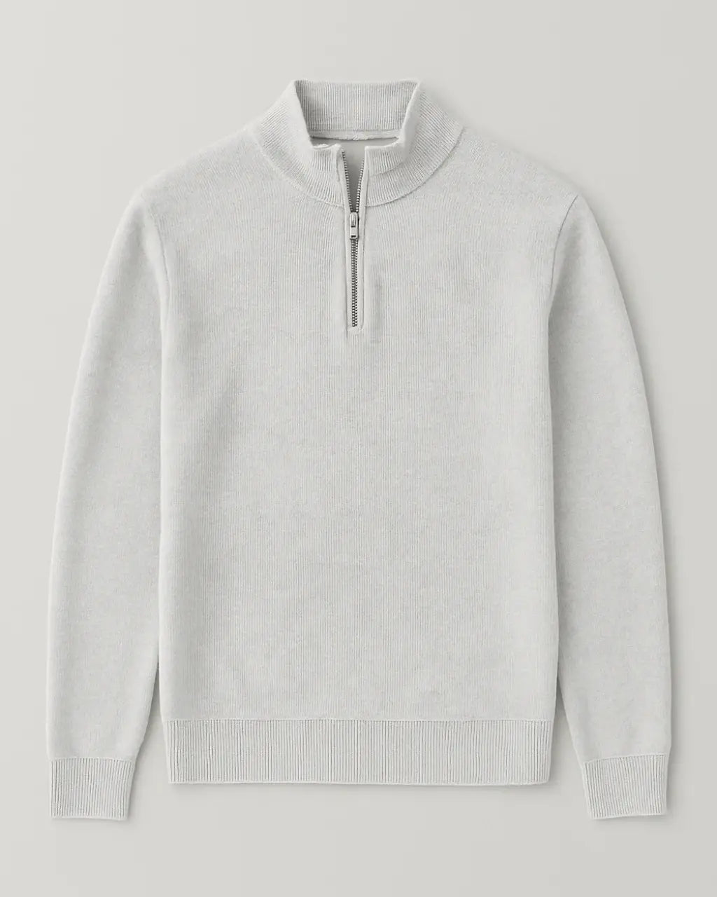 Fijngebreide Trui Met Halve Rits – Nieuwe Klassieke Editie-Sweaters-Velani-Wit-M-Velani