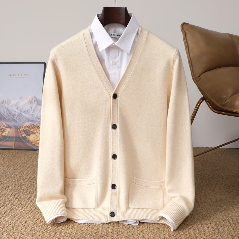 Oliver – Long Sleeve V-Neck Cardigan with Pockets