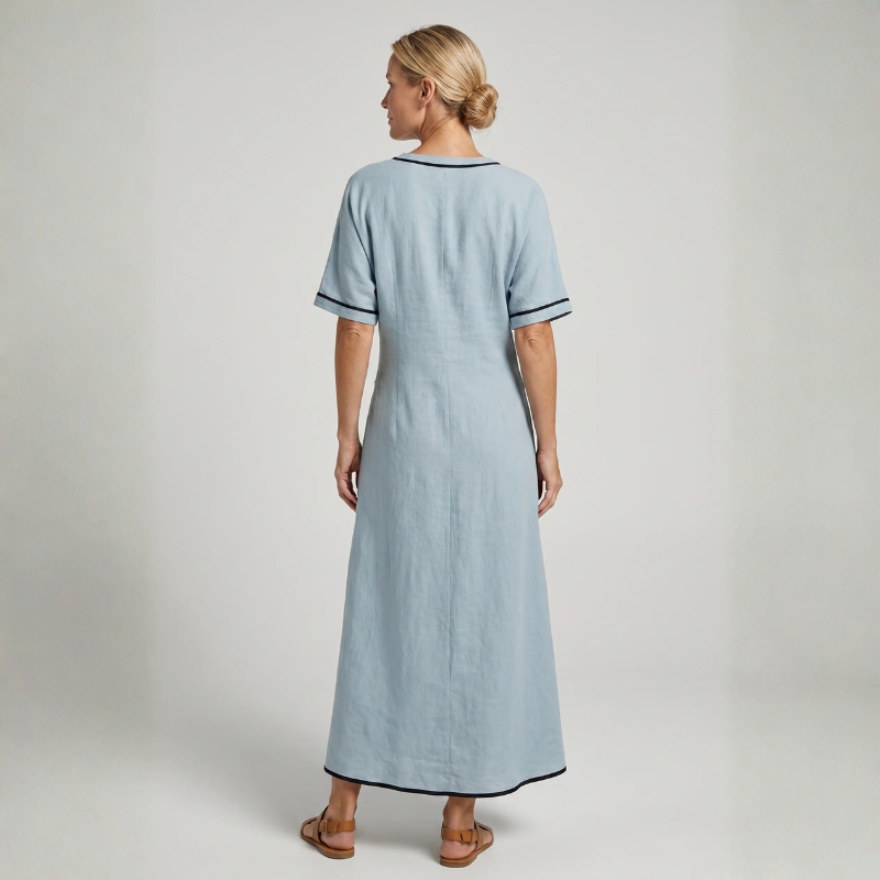 Chic Women's V Neck Maxi Dress with Twist Front