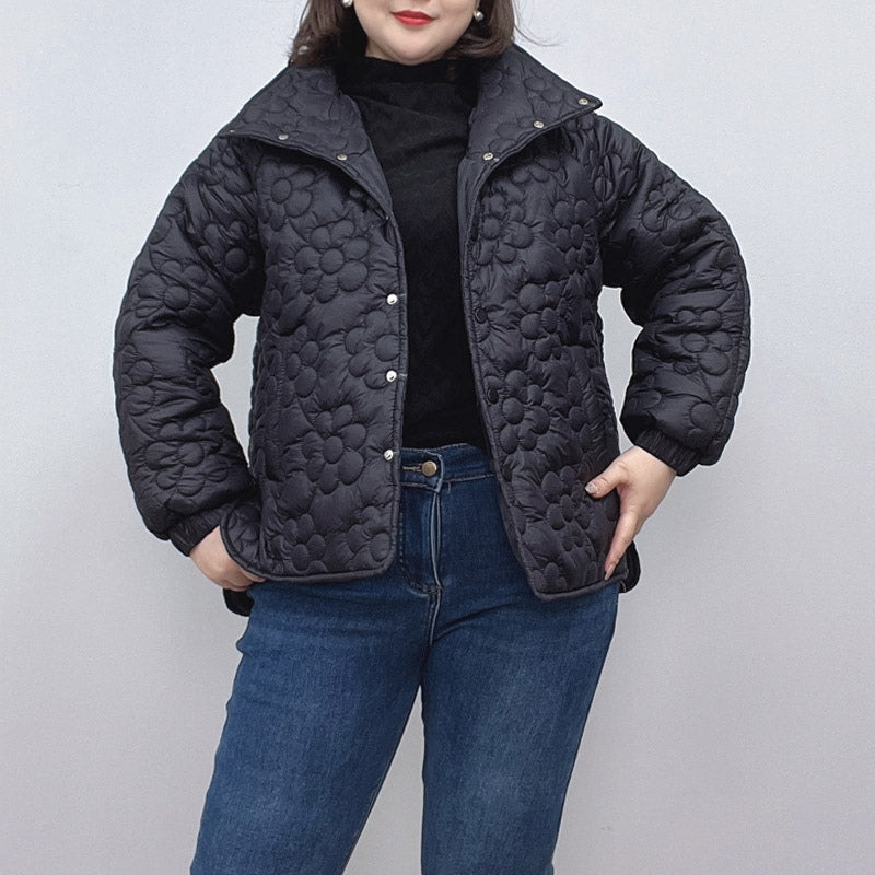 Nora – Long Sleeve Coat with Stand-Up Collar and Pockets
