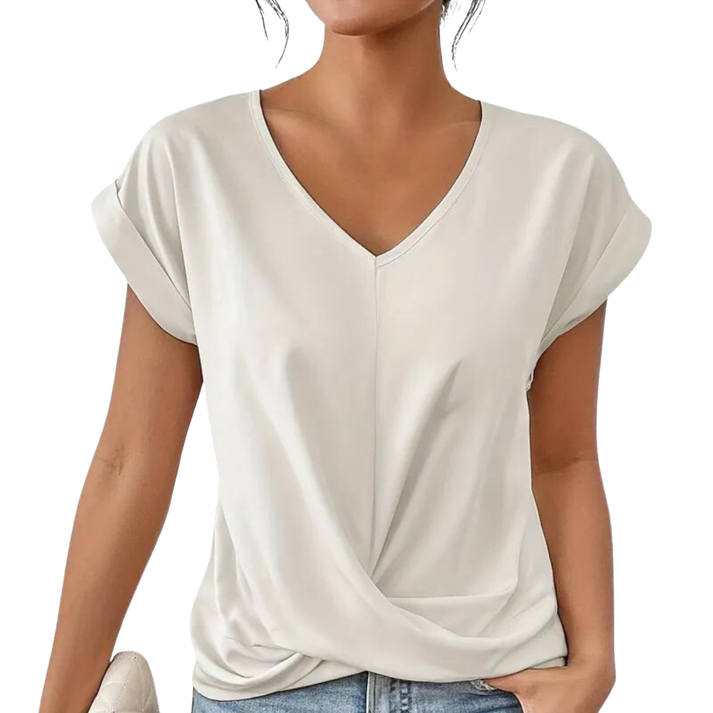 Clara – Top met Korte Mouwen V-Hals en Losse Pasvorm Velani