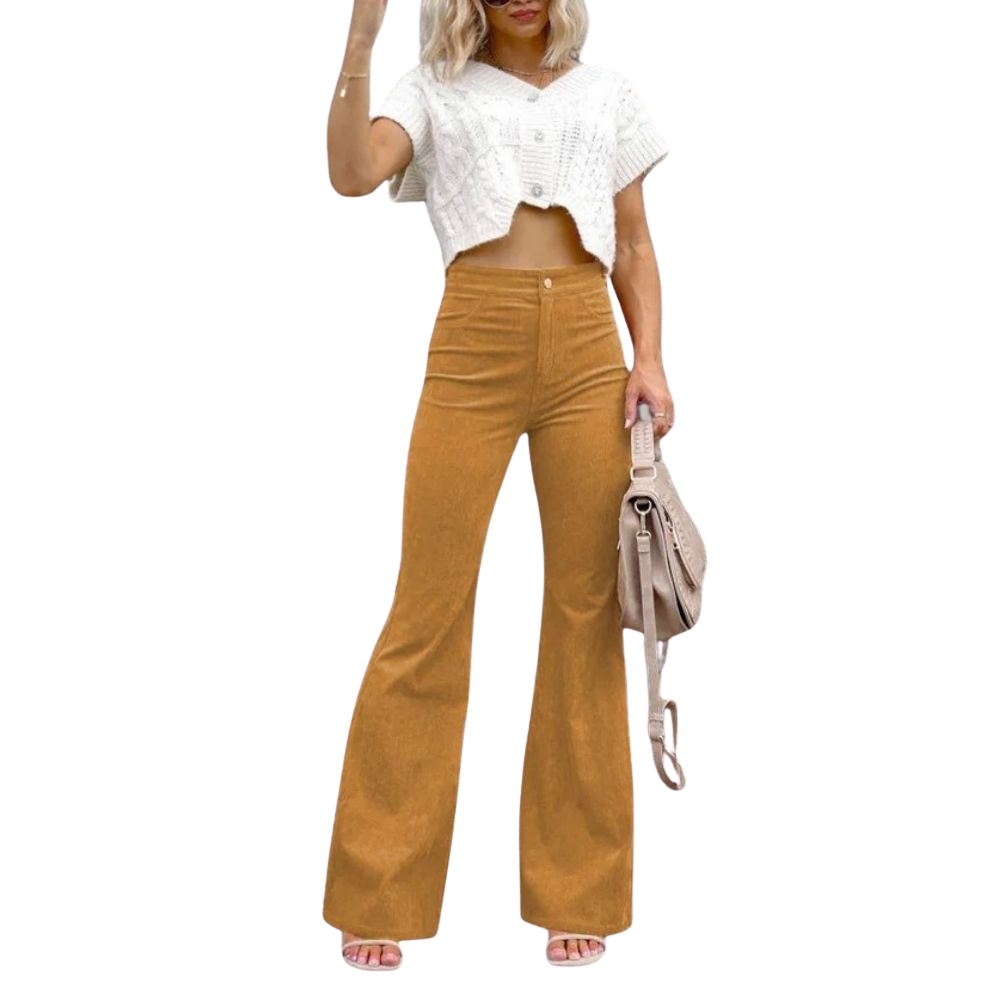 Anna – Uitlopende Broek met Knoopsluiting en Zijzak Velani