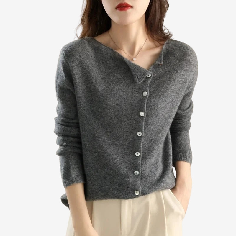 Ires – Long Sleeve Sweater with Button Closure