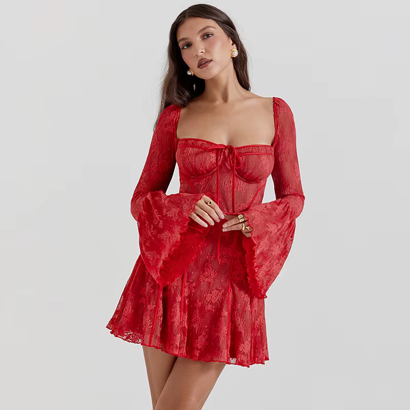 Chic Floral Mini Dress with Square Neck