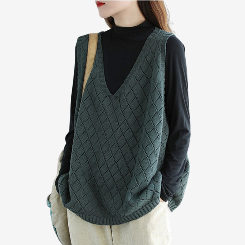 Ava – V Neck Sweater with Zigzag Pattern