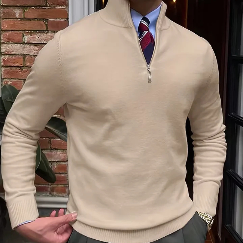 Men's Quarter Zip Stand Collar Sweater