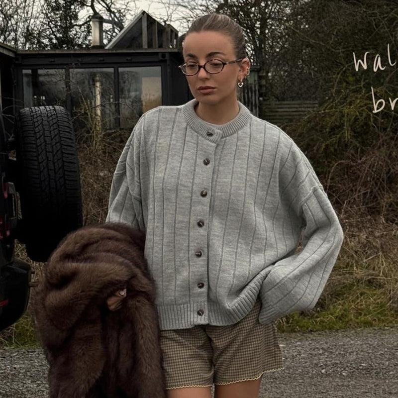 Sophia – Long Sleeve Cardigan with Button Closure