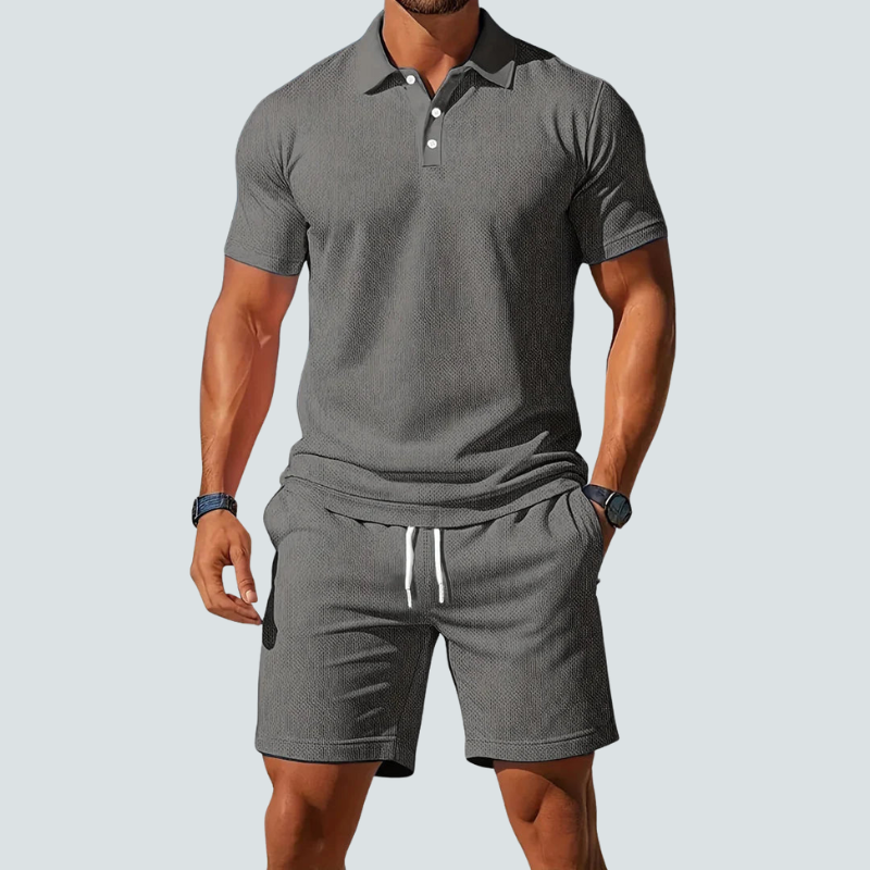 Men's Polo Shirt and Shorts Two-Piece Set