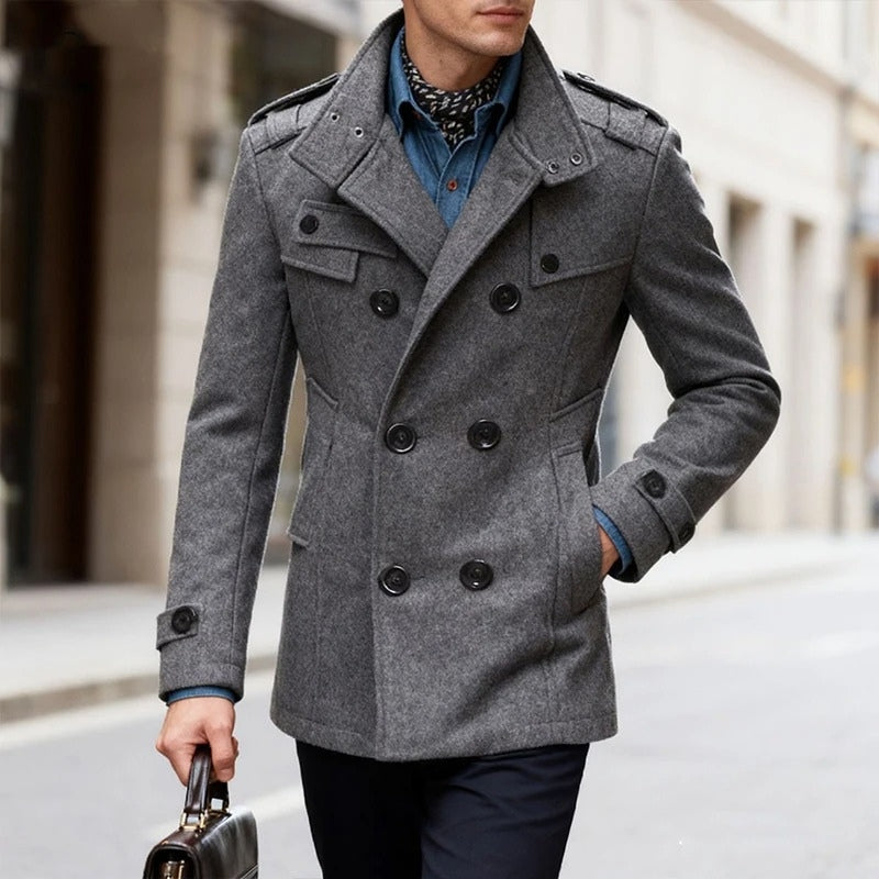 Felix – Long Sleeve Coat with Button Closure and Pocket
