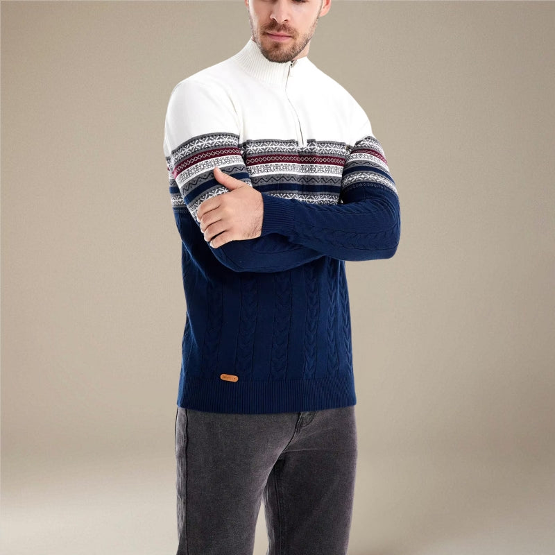 Adam – Lange mouwen trui met print en opstaande kraag Velani