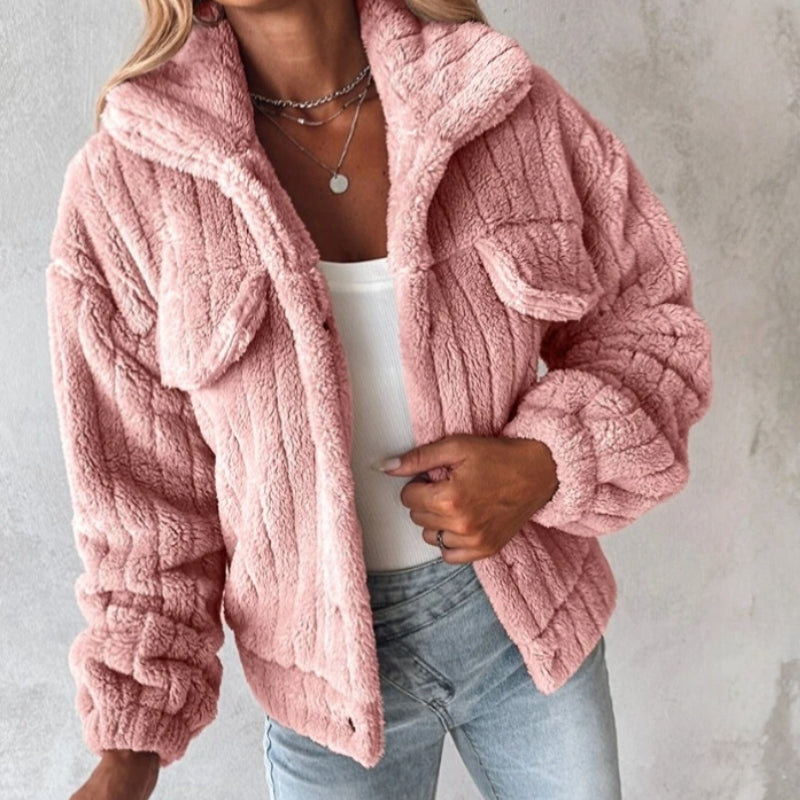 Sophia – Chaqueta de manga larga con cuello vuelto y cierre de botones